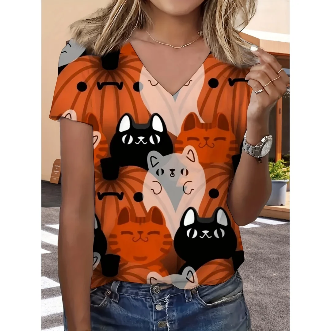 

Women's T-Shirt Cute Pumpkin Head 3D Printed Oversized T-Shirt Summer New Y2k Fashion Women Clothing Female Tops Tees
