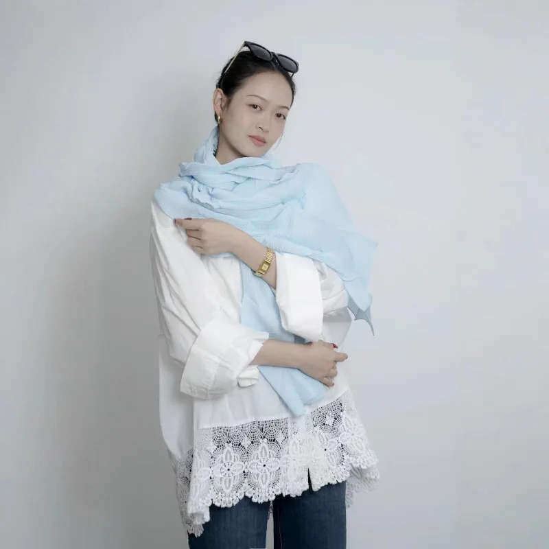  Irregular Women Scarf Fashion Trend Women's Pleat Hundred Multifunctional Warm Sun Shawl Four Seasons Universal Stretchy