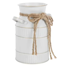 Rustic Iron Vintage Retro Milk Jug Vase With Handle Flower Pot Container Dried Plant Decor Metal Pitcher Home Garden Accessories