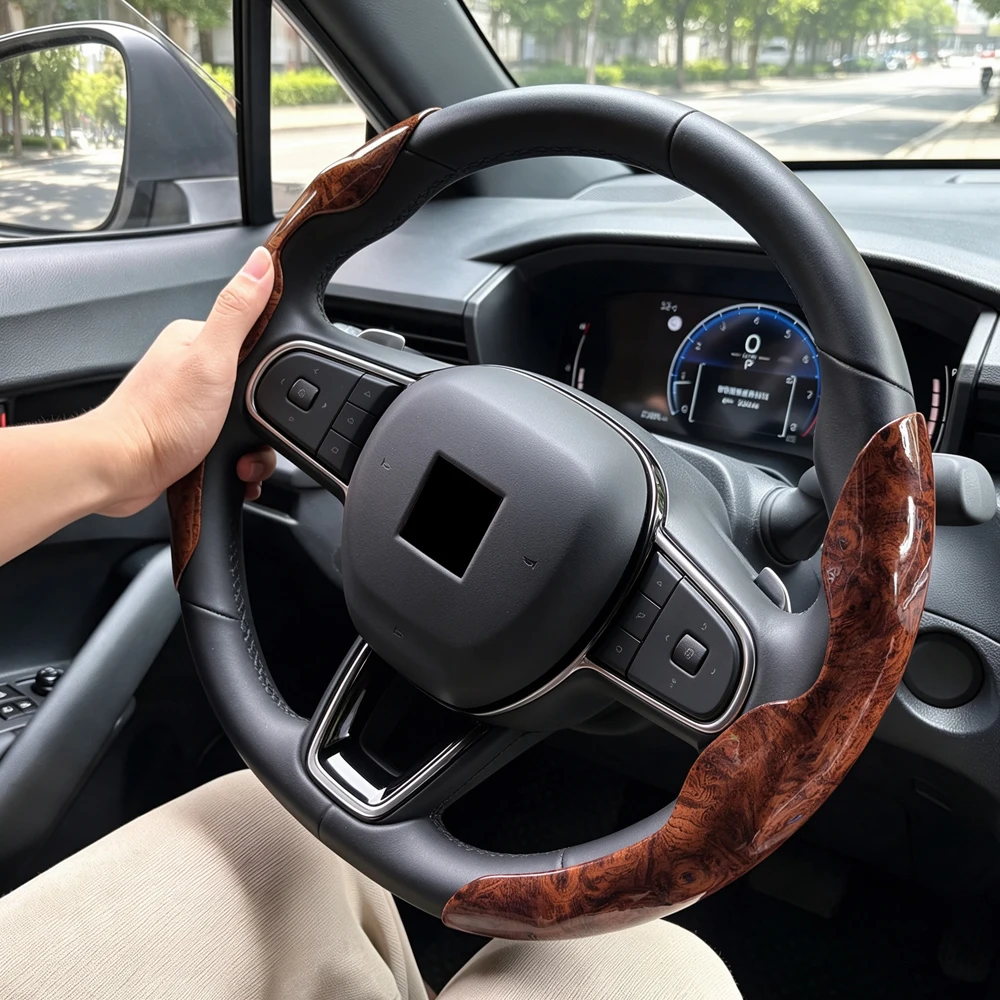 New Segmented Peach Wood Texture Universal Steering Wheel Cover Car Interior Accessories Practical For Zeekr 001 009 X 7X 7GT 9X