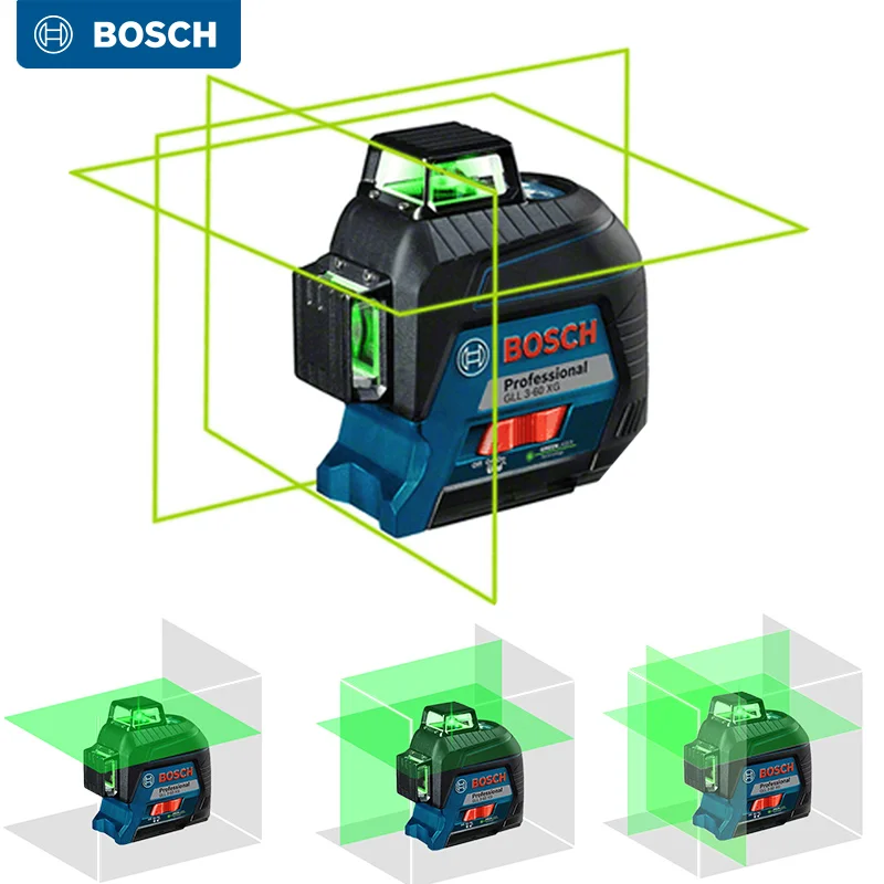 Bosch Laser Level GLL3-60XG 360 Self-Leveling 12 Lines Green Laser High Precision Horizontal & Vertical Line Indoor&Outdoor Tool