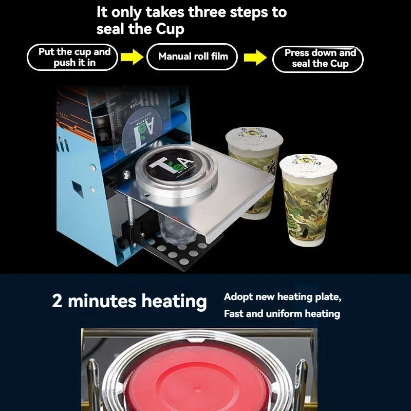Automatic sealing machine milk tea shop soybean milk beverage cup sealing machine, paper and plastic universal seal 9/9.5CM - Image 5