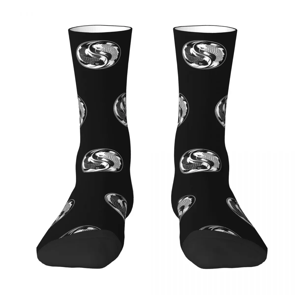 Black And White Yin Yang Koi Fish Socks Harajuku Sweat Absorbing Stockings All Season Long Socks Accessories for Man's Woman's