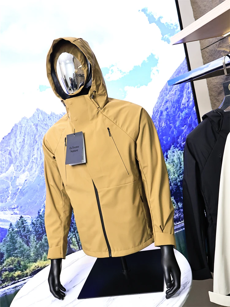 

Tech Windproof Waterproof Spring Jacket Men's Hooded Padded Coat Fashion Urban Style Long Sleeve Youth Sportwear