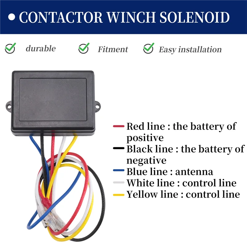 AU63-12V 500A Contattore relè solenoide verricello + Kit telecomando verricello wireless per camion Jeep ATV 5500-12000Lbs Verricello (500A)