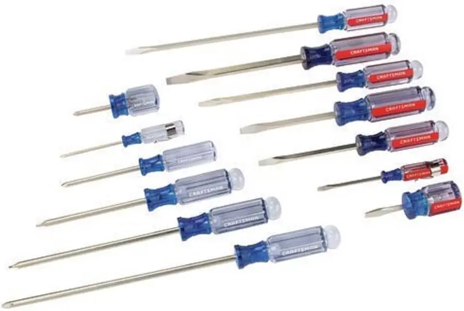 

14-Piece Screwdriver Set with Slotted & Phillips Heads, Durable Alloy Steel