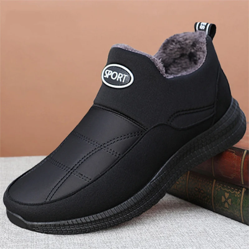 Snow Boots Men Plus Size Men's Boots Plush Men's Winter Shoes Platform Men Shoes Hiking Mens Shoes Warm Fur Work Boots Footwear