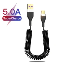 HA10 5A USB C Spring Cable Wire For Xiaomi 11 12 Samsung Realme 8 Poco Mobile Phone Fast Charging Type-C Charger Micro Data Cord