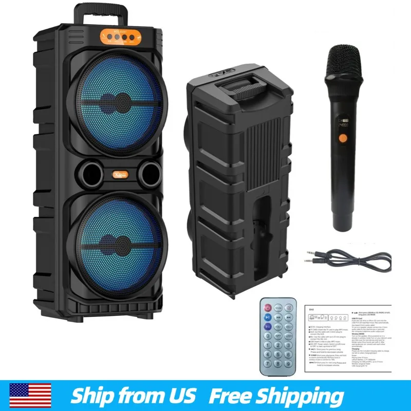 

Беспроводная колонка 16 Вт с мощным стереозвуком, микрофоном, Bluetooth-сабвуфером и басовыми динамиками для вечеринок и караоке