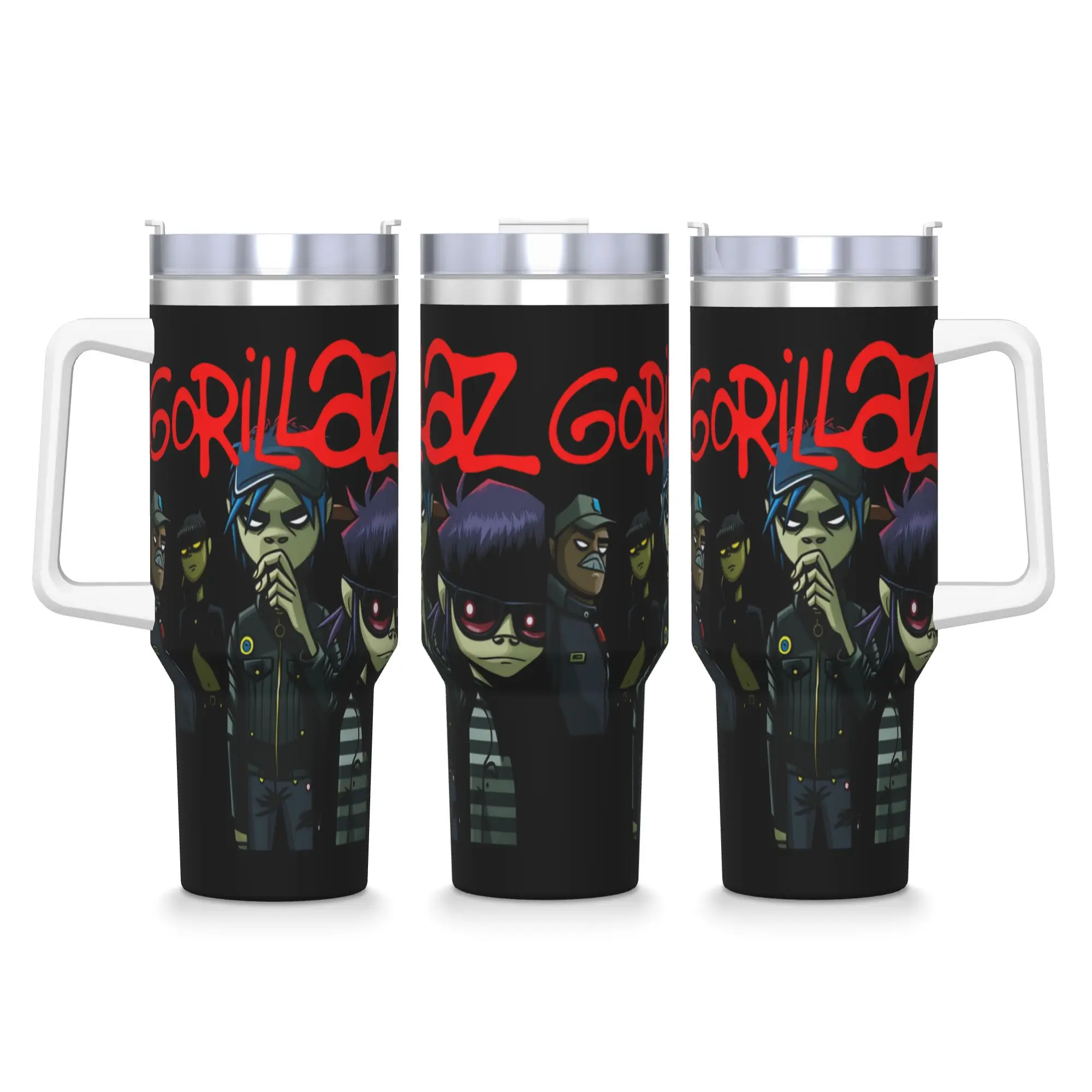Gorillazs Band Stainless Steel Tumbler  Beach Thermal Cups With Straws and Lid Large Capacity Car Mugs Hot Drinks Water Bottle