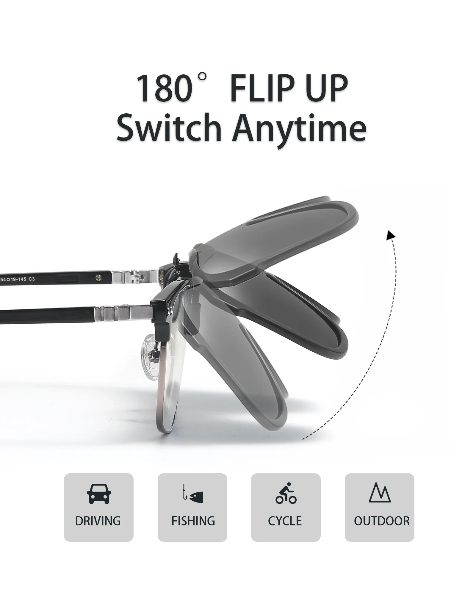 ﻿ VEITHDIA New Flip Up Clip For Glasses Clip-on Flip Up Clip Sunglasses Polarized TAC UV400 Lens Glasses For Male Female FA0K1