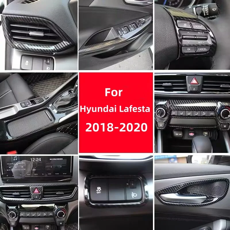 

LHD For Hyundai Lafesta 2018-2021 Interior Central Control Panel Door Handle Carbon Fiber Stickers Decals Car styling Accessorie