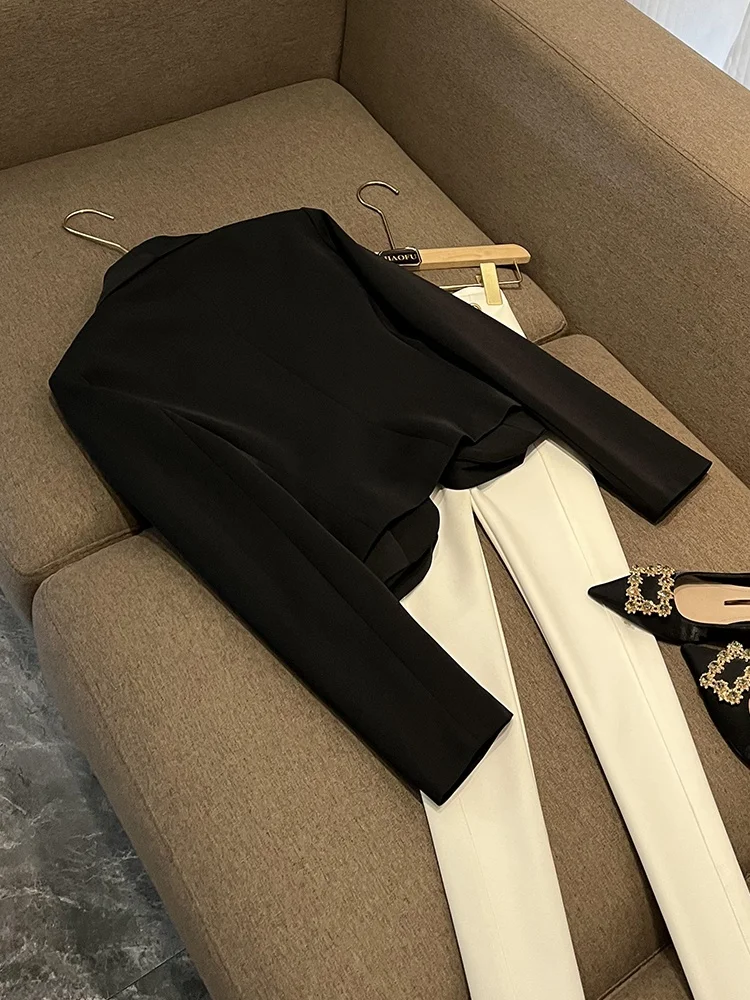 Or garni Rose à motifs profond v-ne automne hiver couleur Pure costume pour femme Jaet trajet Sle longue Sve longueur régulière