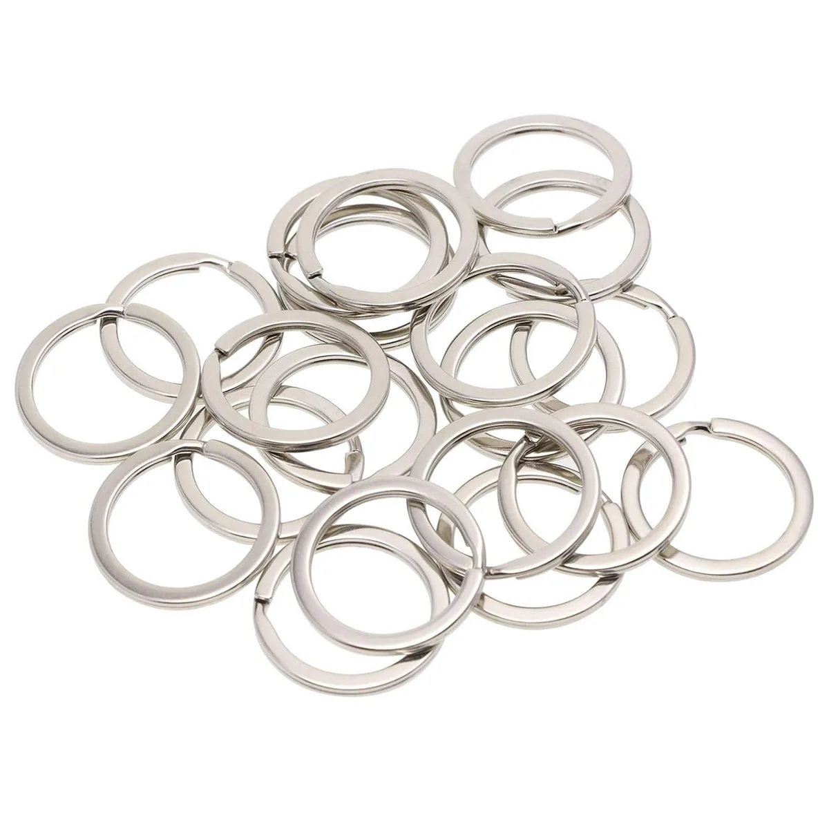 30/50 stuks metalen ronde open split-sleutelringen, geschikt voor hondenhangers, kantoorkoordjes, sleutelhangeraccessoires, doe-het-zelf handgemaakte ambachten, geschenken