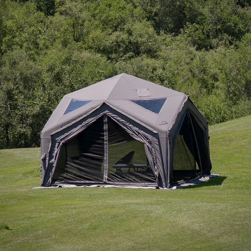 

Hub Station Air Tent-Gray Luxury Family Camping 3-5 Person Four Season Outdoor Camping Unique Portable Inflatable Tent