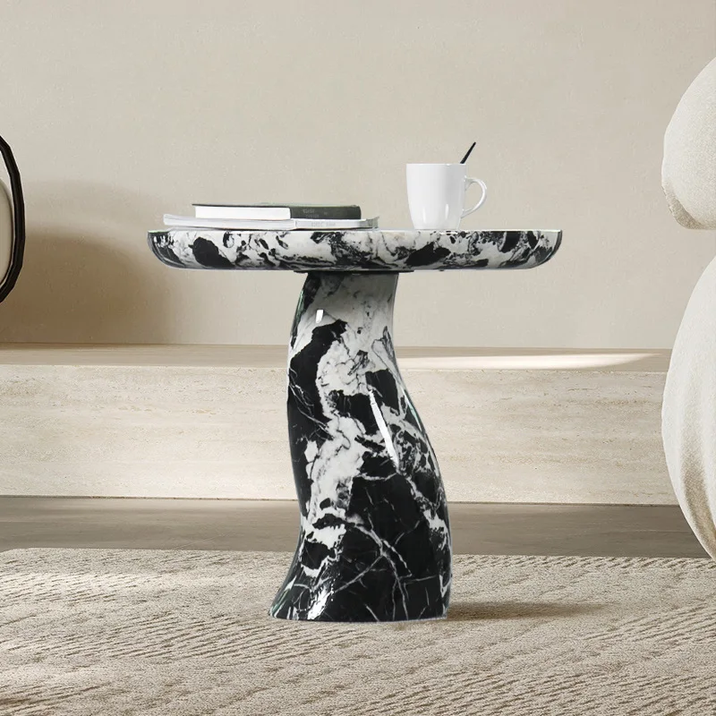 Wholesale Calacatta Viola Black Marble Corner Table Customized Round Marble Table for Hotel Villa Home Project