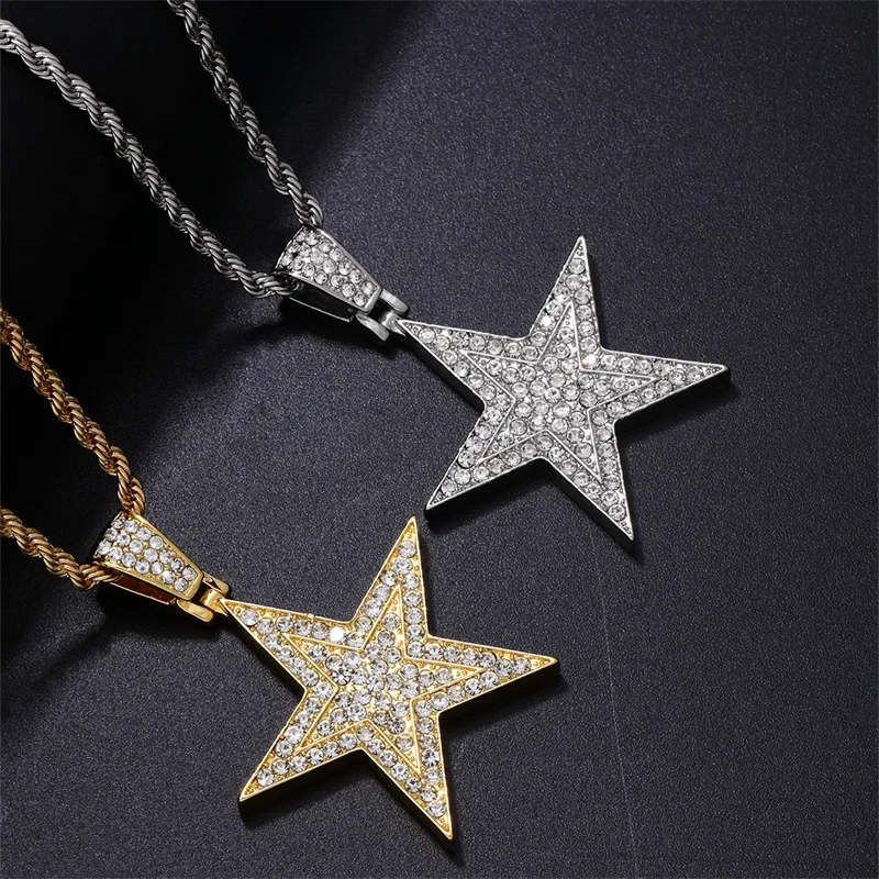 

Hot diamond personality pendant copper inset 5A zircon letter pendant European and American rapper trend jewelry
