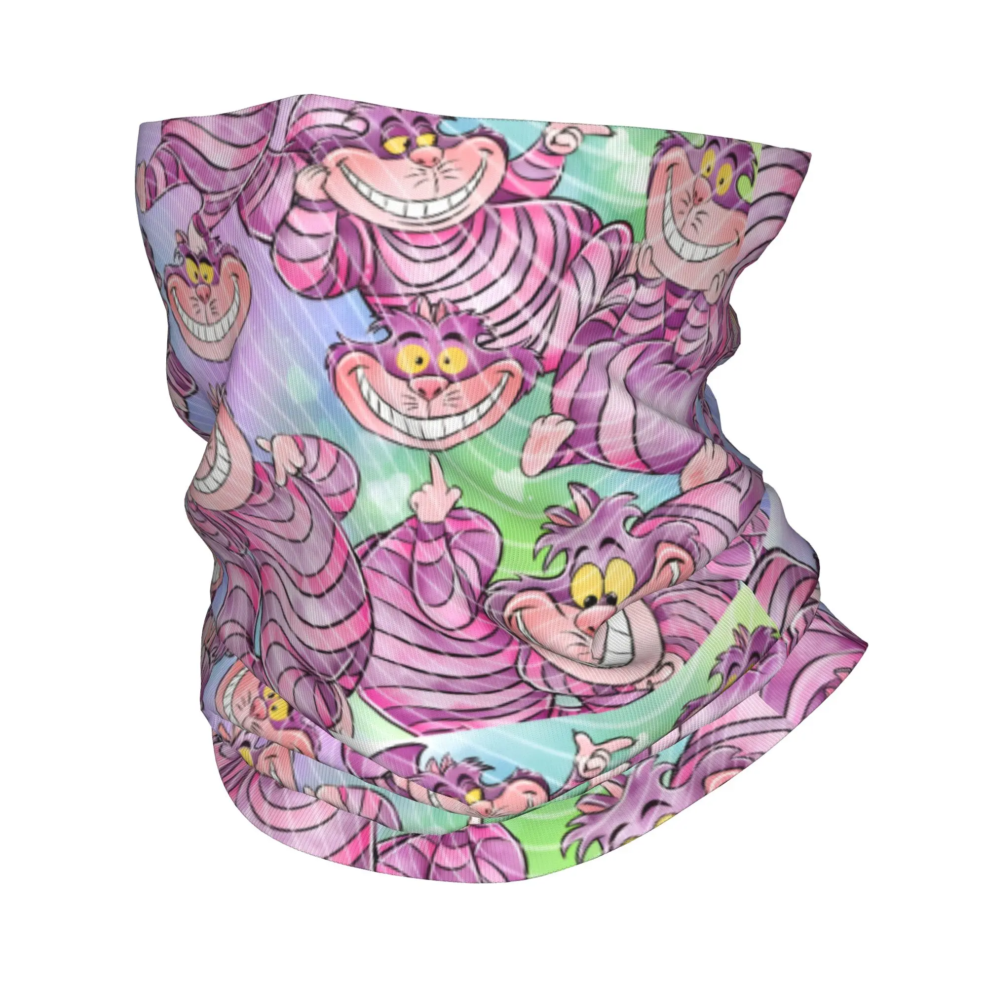 

Зимняя повязка на голову и шарф-труба с изображением Чеширского кота в стиле манга для мужчин и женщин, для катания на лыжах и бега, мультяшная бандана-гайтер