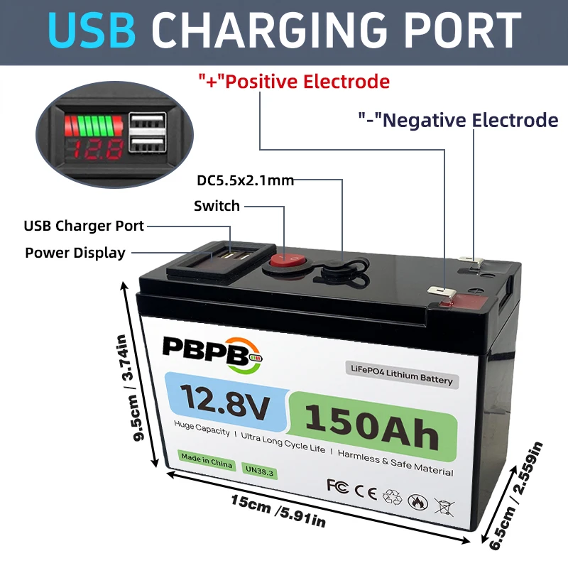 12V 150Ah Newly Upgraded, With Built-in BMS, Specifications of 3S7P High-Capacity and High Endurance, Suitable for Electric Toys