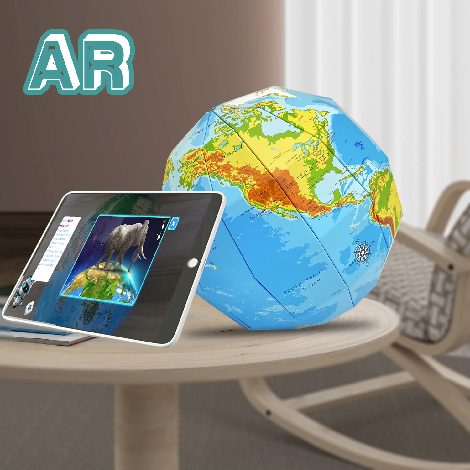 With Smart Interactive APP AR Educational Globe For Boys And Girls Ages 4-8, DIY Paper World STEM Toy Gifts