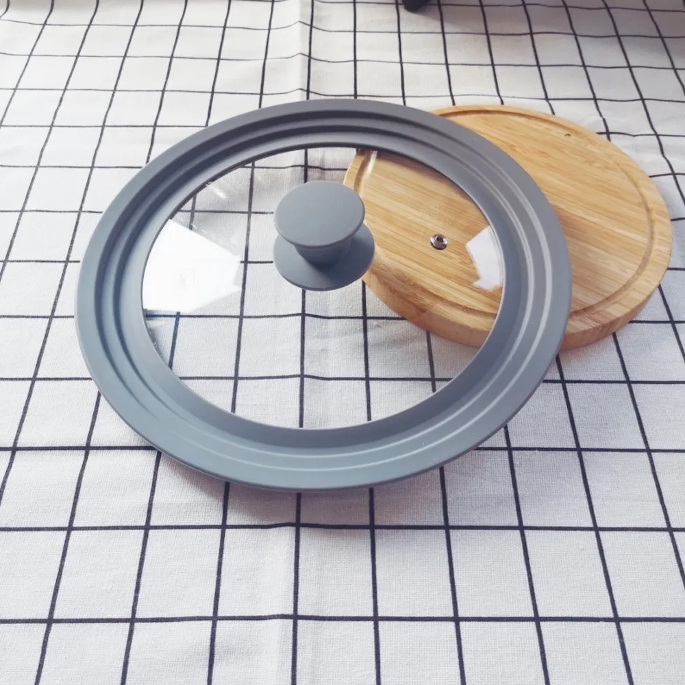

Universal Round Pot Lid Silicone Rim Tempered Glass Lid Skillet Pan Cover Heat Resistant Replacement Lid Cookware Parts