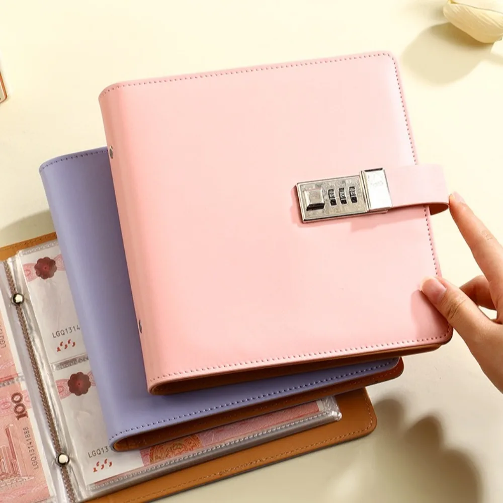

Password Lock 100 Envelopes Money Saving Challeng Couple PU Savings Book Waterproof Reusable Budget Binder Savings Challenge