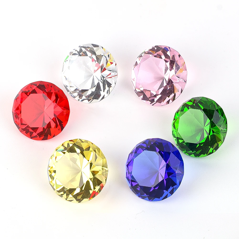 1pc 35mm Crystal Diamond Figurines Paperweight Faceted Glass Pirate Gemstone Birthstone Christmas Wedding Centerpiece Decor Gift