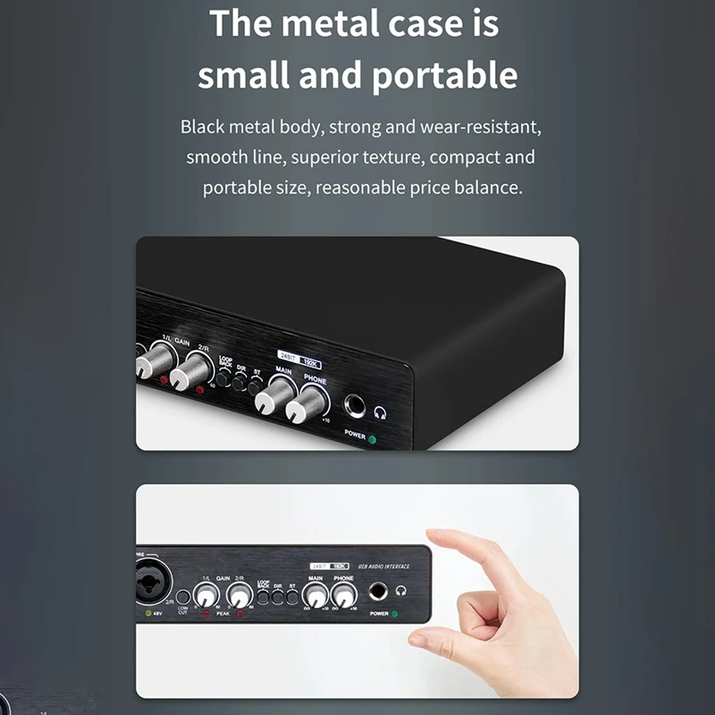 GAX-UC22 24Bit/192Khz Audio Interface High Resistance Instruments USB Computer Live Recording External Sound Card