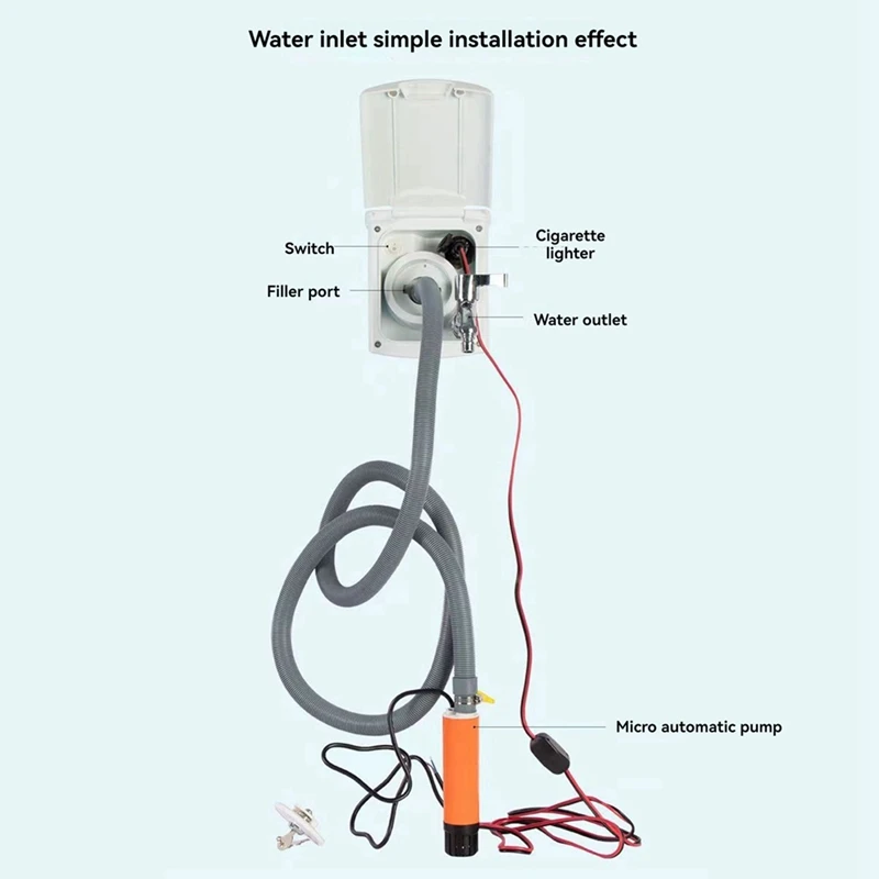 RV Multifunctional Water Filler Combined Water Inlet Camper Trailer Caravan Gravity Water Inlet Box