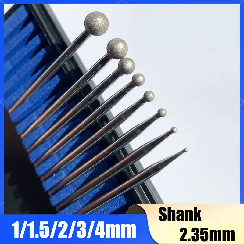 5~50Pcs 2.35mm Shank Round Ball Burr 1/1.5/2/3/4mm For Engraving Engraving Forming Drilling Ball Round Rotary Burr Drill Bit
