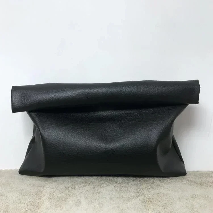 Solid Color Women Clutch Bag Soft Pu Leather Lady Evening Bags Trend Party Girl Envelope Bag Large Capacity Clutches Purse Black