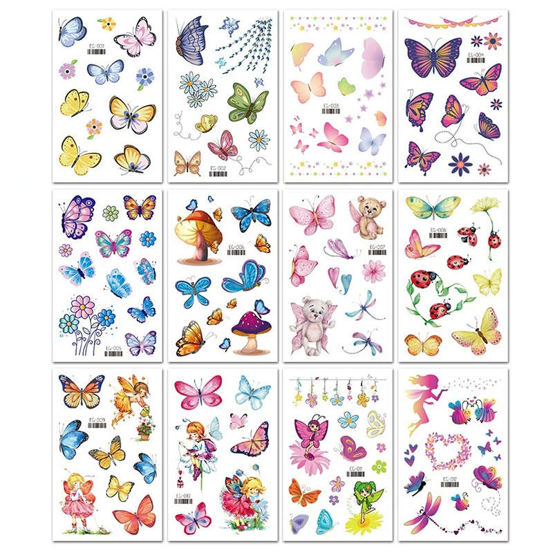 

Shiny Pink Temporary Tattoo for Children Kids Cute Butterfly Waterproof Fake Tattoo Sticker for Women Girls Body Transfer Tattoo