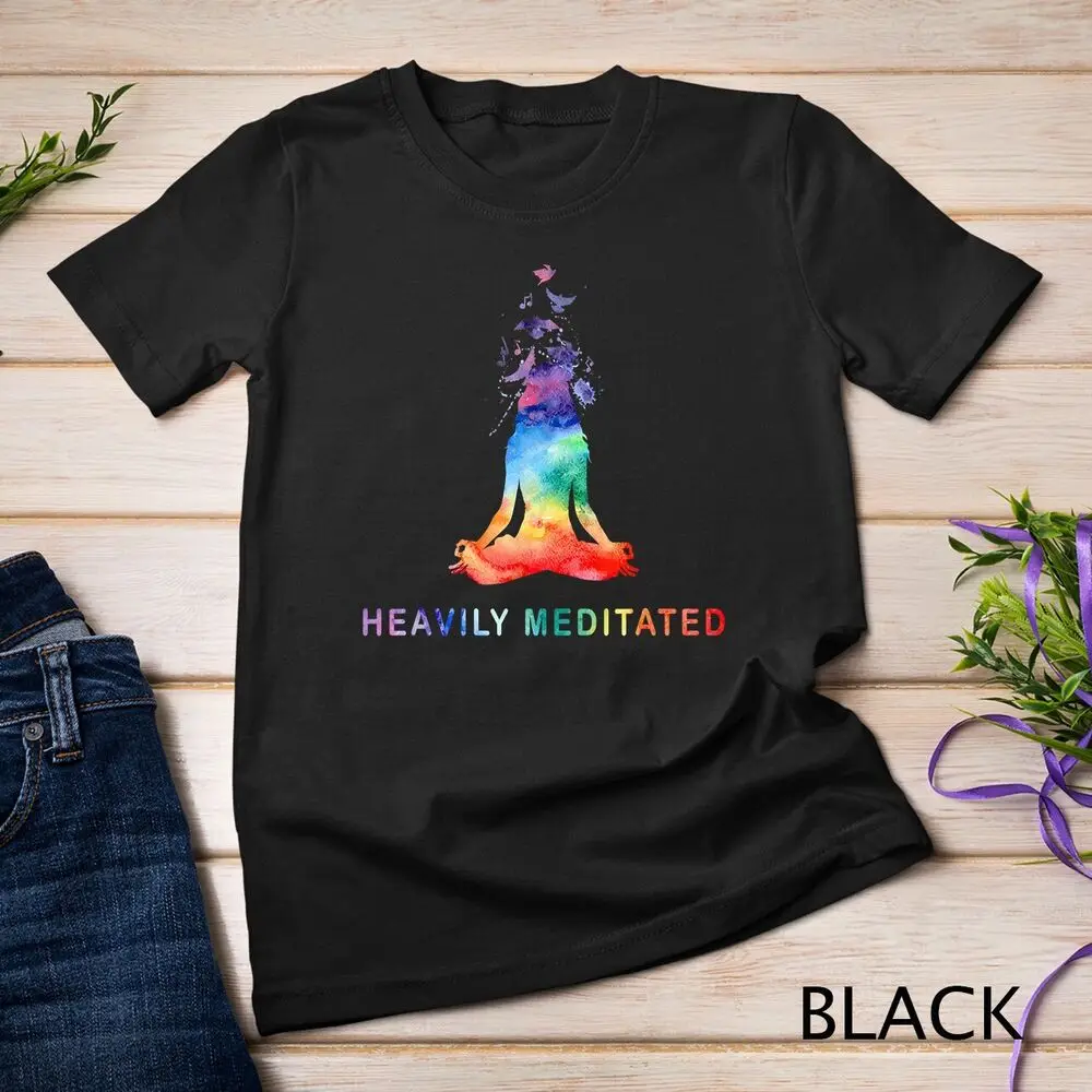 Yoga Girl Heavily Meditated Funny Meditation Rainbow Color Unisex T-shirt  High Quality 100%Cotton Short Sleeve