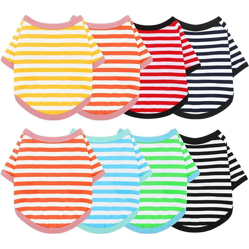 Stripe Dog T-shirt for Small Medium Dogs Cats Puppy Short Sleeve Cotton Shirt Pet Dog Summer Clothes French Bulldog Terrier