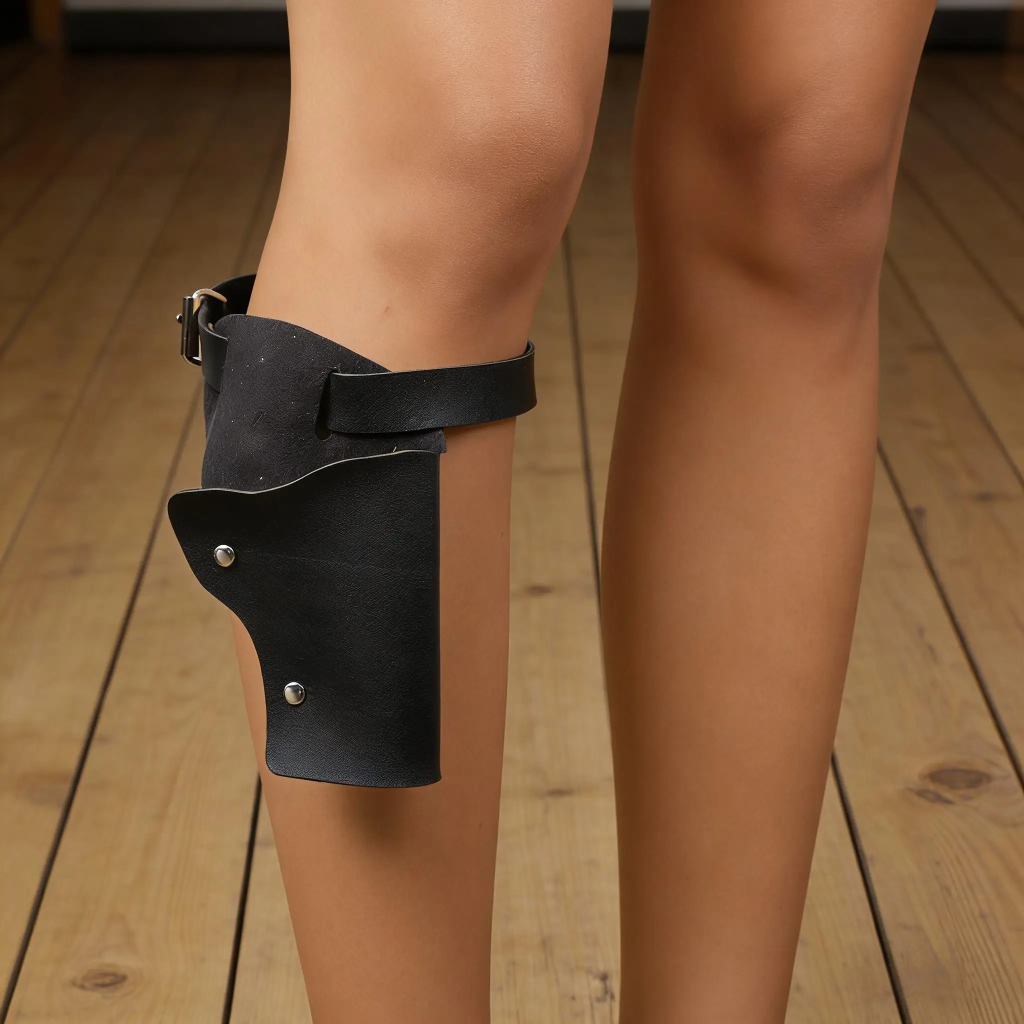 Cowboy Leg Gun Holster Black Unisex Fancy Dress Accessory(Gun Not Included)