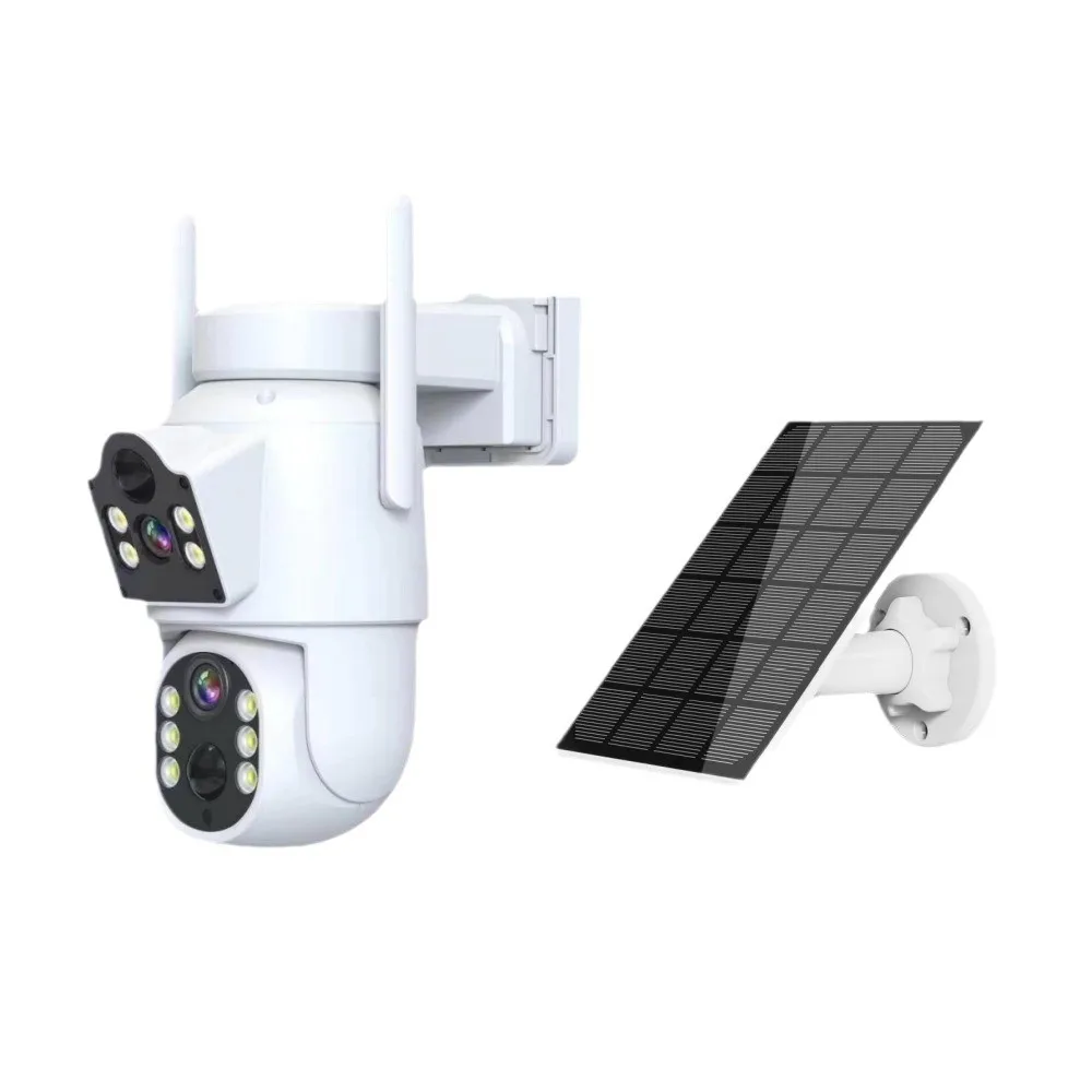 Solar Wireless Dual Lens Bullet Camera 360 PTZ Outdoor HD Security