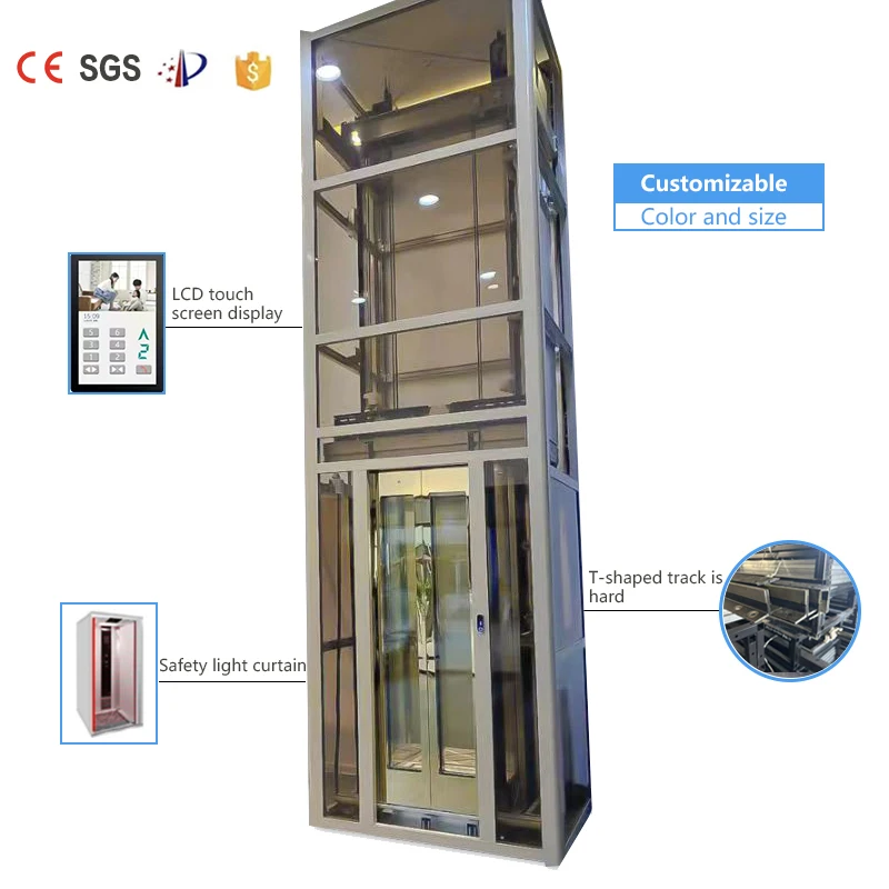 Best Selling Price New Style Square Small Home Lift Cin Construction Stair Residential Passenger Home-Use Eleva