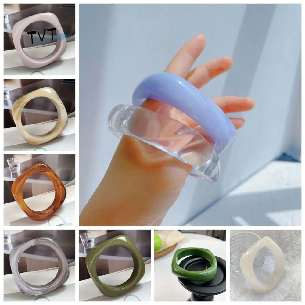 

Bohemian Acrylic Bangle Minority Design Europe American Style Irregular Wide Bracelet Jewelry Accessories Dopamine