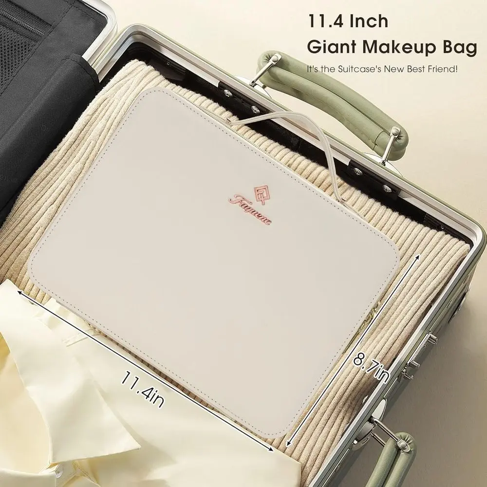 LED-beleuchtetes 11.4-Reise-Make-up-Etui mit einstellbarer Helligkeit, 3-Farben-Optionen und Organizer für Kosmetika und Pinsel