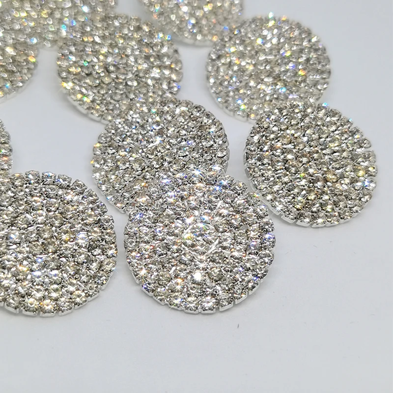 22MM Luxury Rhinestone Round Metal Buttons Of Clothing Fashion Decor Silver Sewing Button For Women Dress Apparel Emebllishments