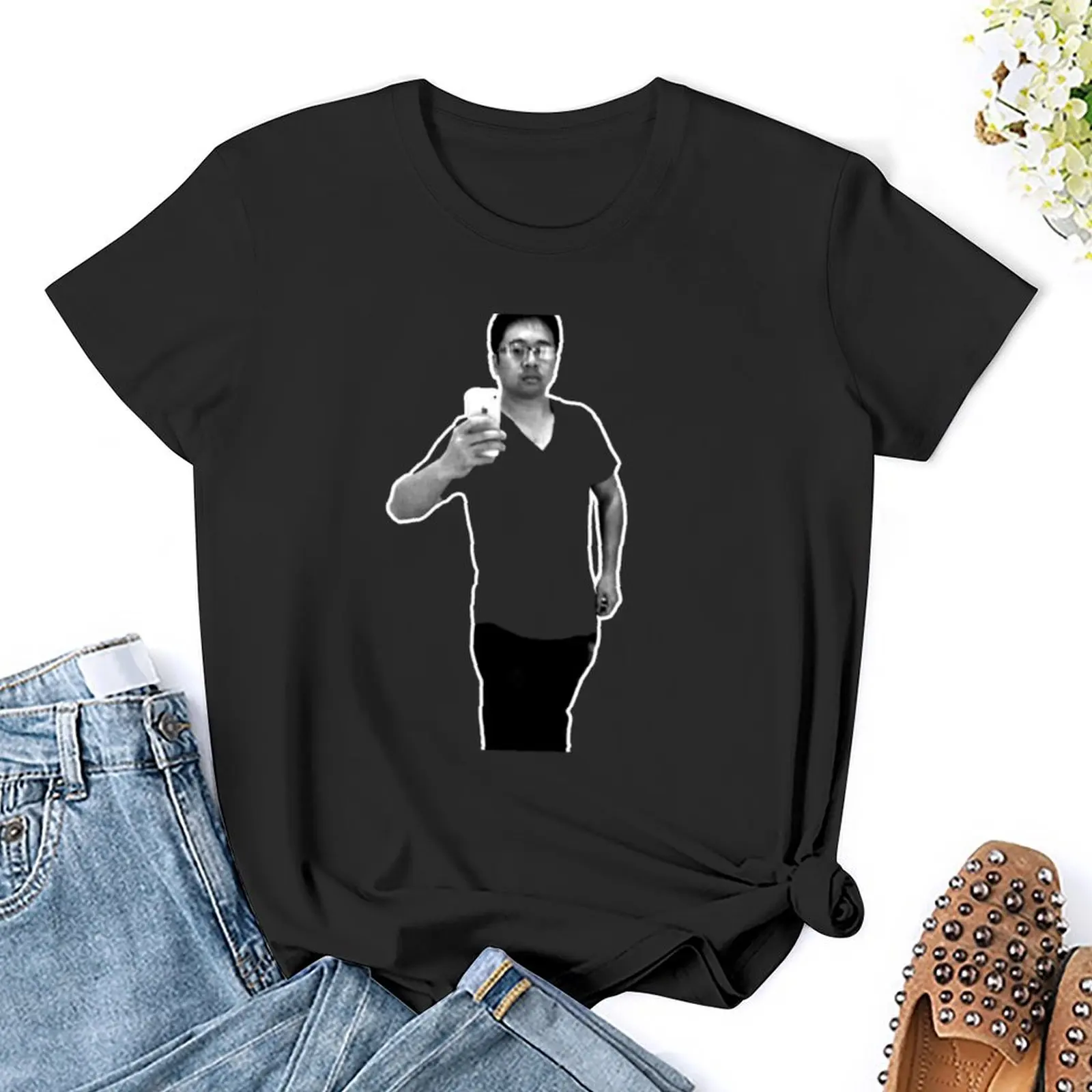 Camiseta selfie Michael feminina, camisetas vintage, tops plus size, roupas de verão para mulheres