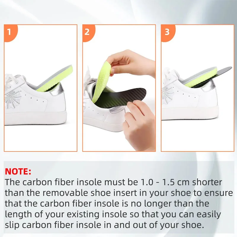 Plantilla de fibra de carbono de 1,2 mm y plantilla amortiguadora, fracturas de pies, Hallux Rigidus y Limitus, inserto de zapato rígido para