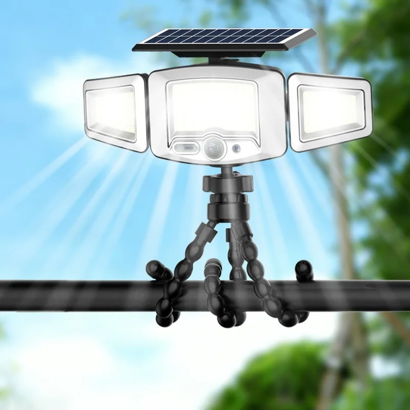 Flexible Tripod Solar Light，231High brightnessLEDLamp Beads，Solar energy andUSBDual charging，Intelligent Motion and Light Sensor