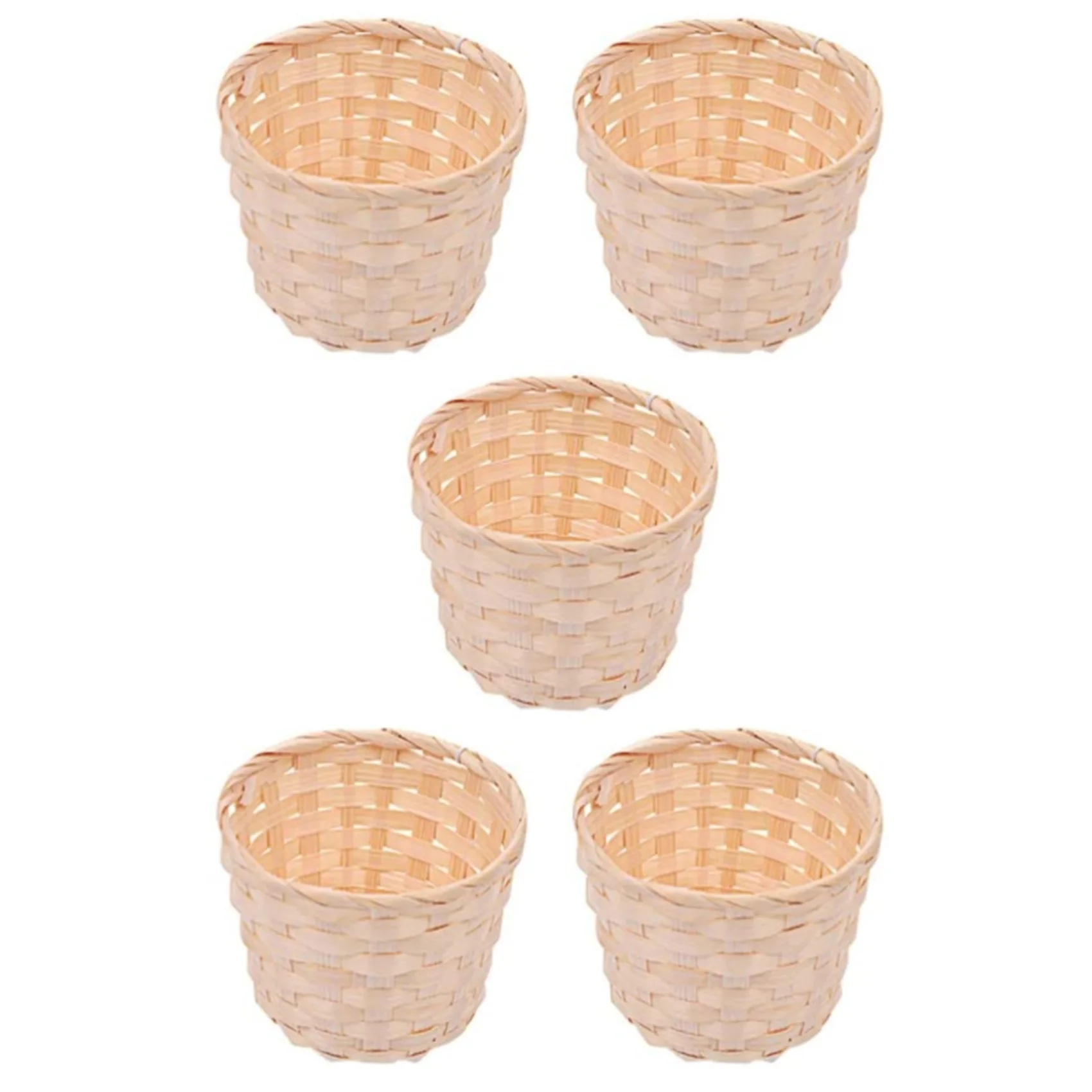 5PCS Mini Woven Baskets Without Handles for Party Favors Crafts Decor Suitable for Various Occasions(7.5X6cm)