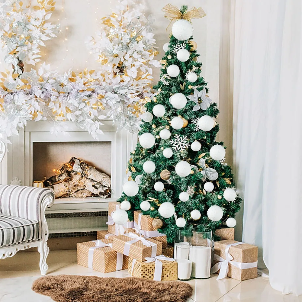 أنيقة الأبيض عيد الميلاد المجال ديكور 4/8 سنتيمتر قابلة لإعادة الاستخدام رغوة كرة الثلج الحلي DIY بها بنفسك شجرة عيد الميلاد غرفة الطعام الشرفة تزيين