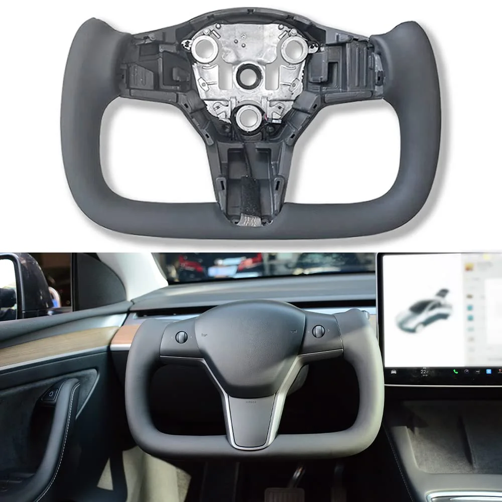 YOKE Steering Wheel Nappa Leather For Tesla M3 MY Model 3 / Model Y 2017 2018 2019 2020 2021 2022 2023 Car Tesla Accessories