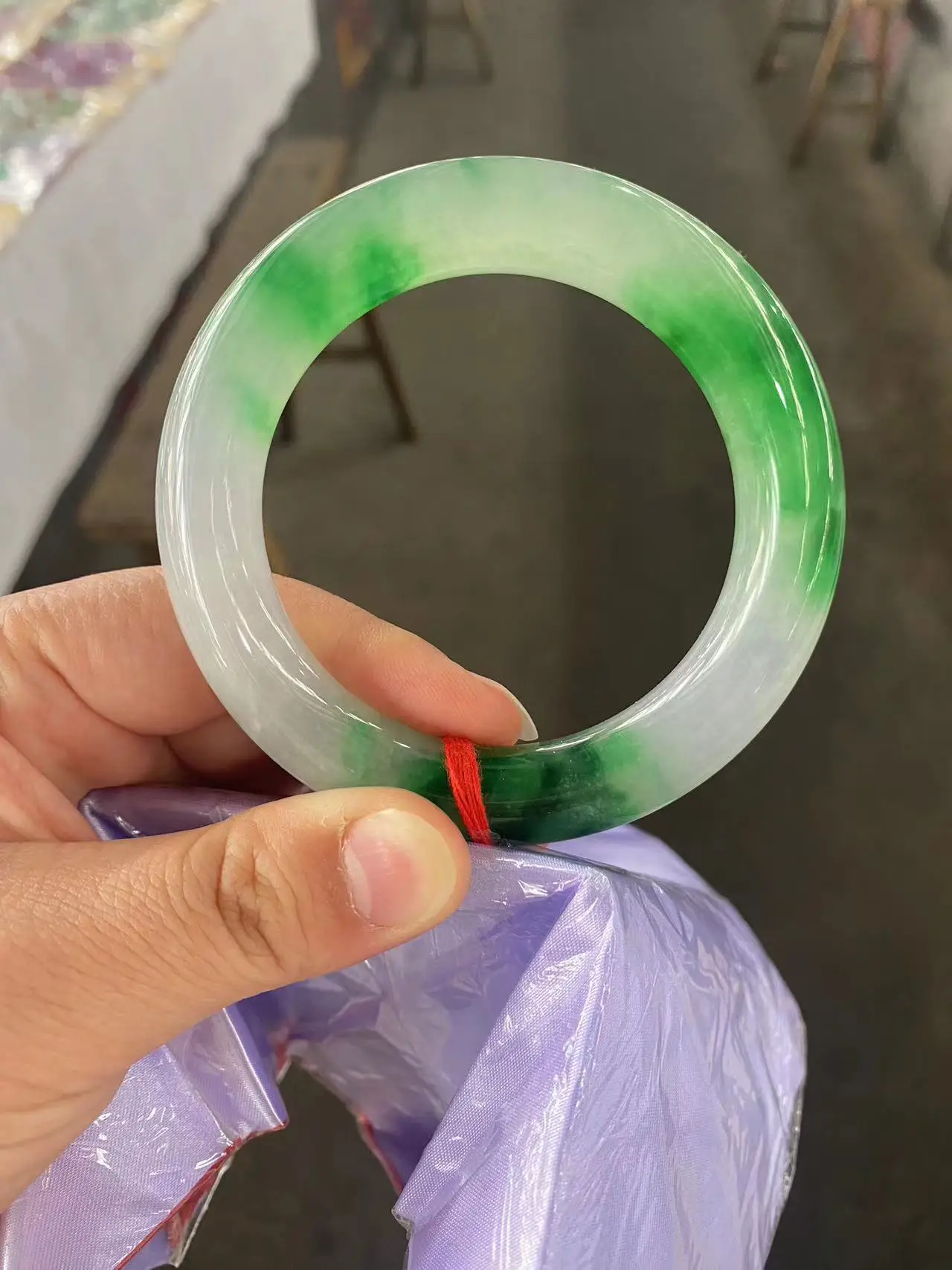 

Rare Ice Glutinous Jadeite Handring Natural Emerald Floating Green Flower Jade Bracelet Exquisite Delicate Bangle Fine Jewelry