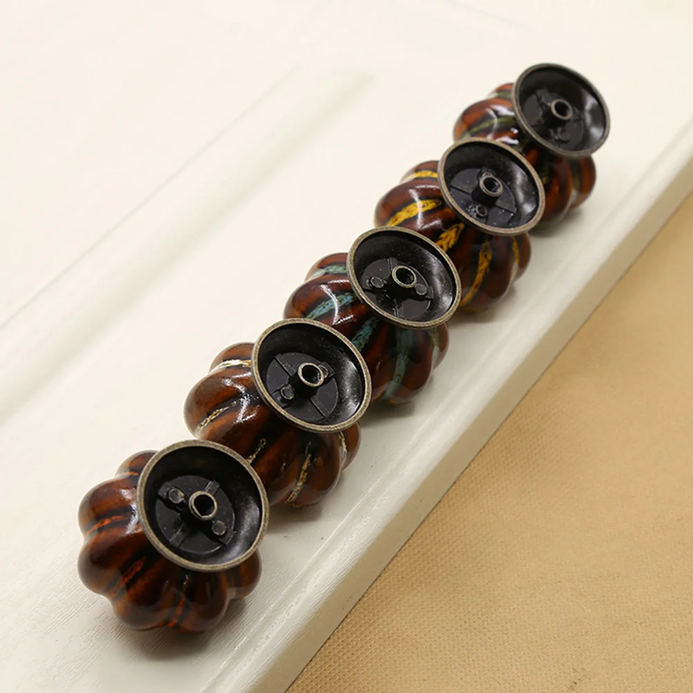 

6Pcs Ceramic Leopard Pumpkin Drawer Knobs Durable Cupboard Pull Handles for Cabinet Wardrobe Furniture Cabinet Knob