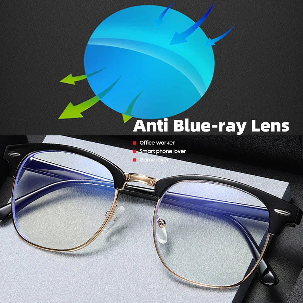 Очки Vintage Anti Blue Light Blocking Glasses Men Square Ray Filter Women Gaming Eyeglasses Black Frames Computer Eyewear