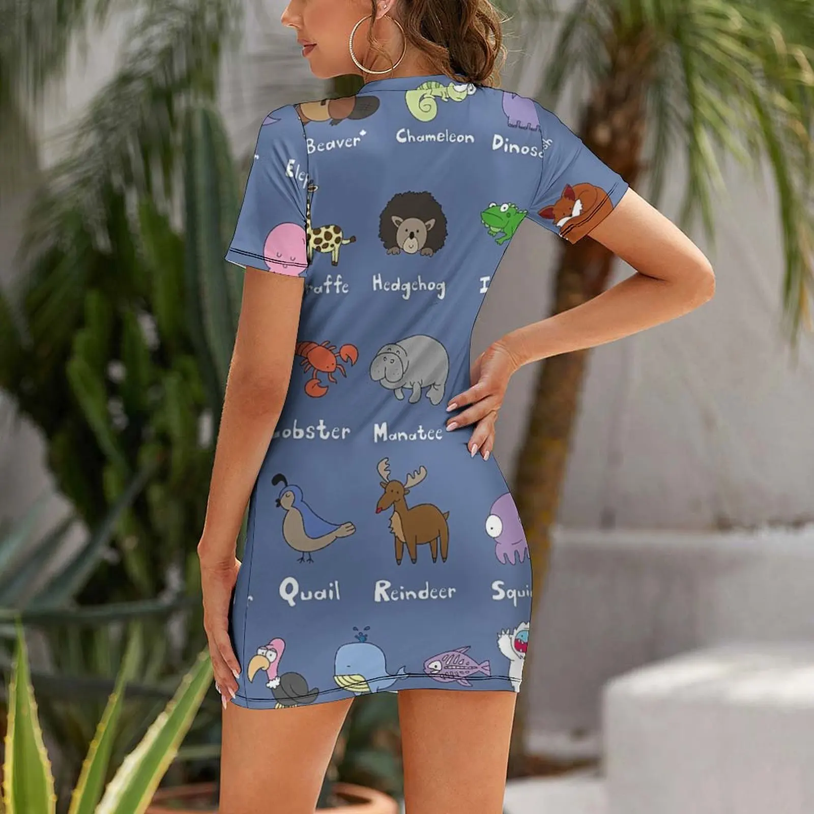 O alfabeto animal vestido de manga curta vestidos de verão das mulheres 2025 vestido feminino vestidos elegantes para mulher vestido